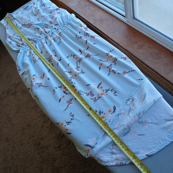 Ava & Viv Floral Blouson Dress XL lightweight summer button front blue - Picture 15 of 15